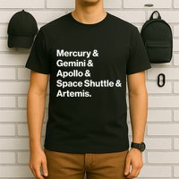 NASA Space Programs Mercury Gemini Apollo Shuttle Artemis T-Shirt