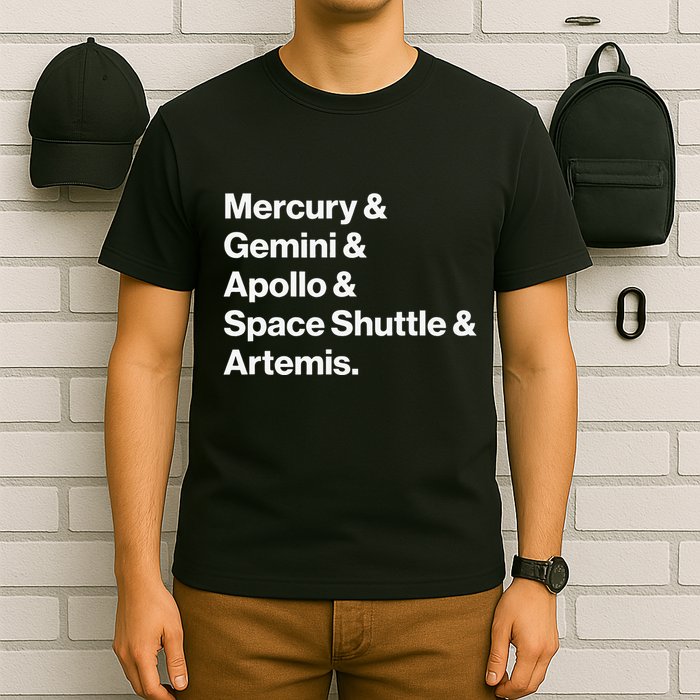 NASA Space Programs Mercury Gemini Apollo Shuttle Artemis T-Shirt