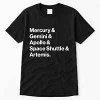 NASA Space Programs Mercury Gemini Apollo Shuttle Artemis Tall T-Shirt