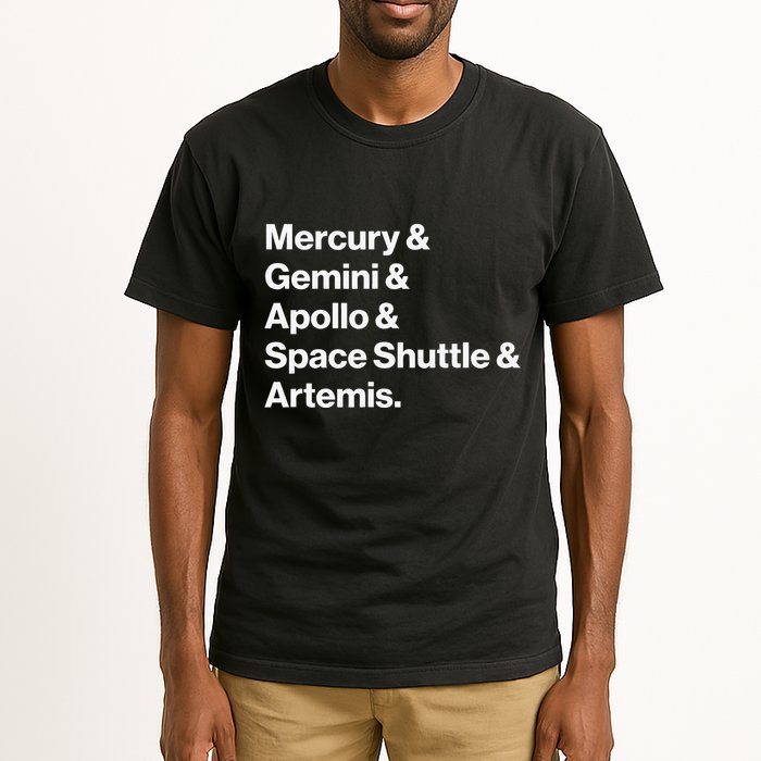 NASA Space Programs Mercury Gemini Apollo Shuttle Artemis Tall T-Shirt