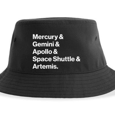 NASA Space Programs Mercury Gemini Apollo Shuttle Artemis Sustainable Bucket Hat