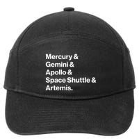 NASA Space Programs Mercury Gemini Apollo Shuttle Artemis 7-Panel Snapback Hat