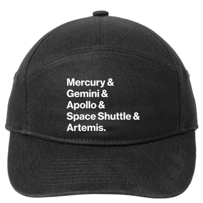 NASA Space Programs Mercury Gemini Apollo Shuttle Artemis 7-Panel Snapback Hat