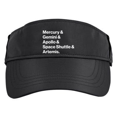 NASA Space Programs Mercury Gemini Apollo Shuttle Artemis Adult Drive Performance Visor