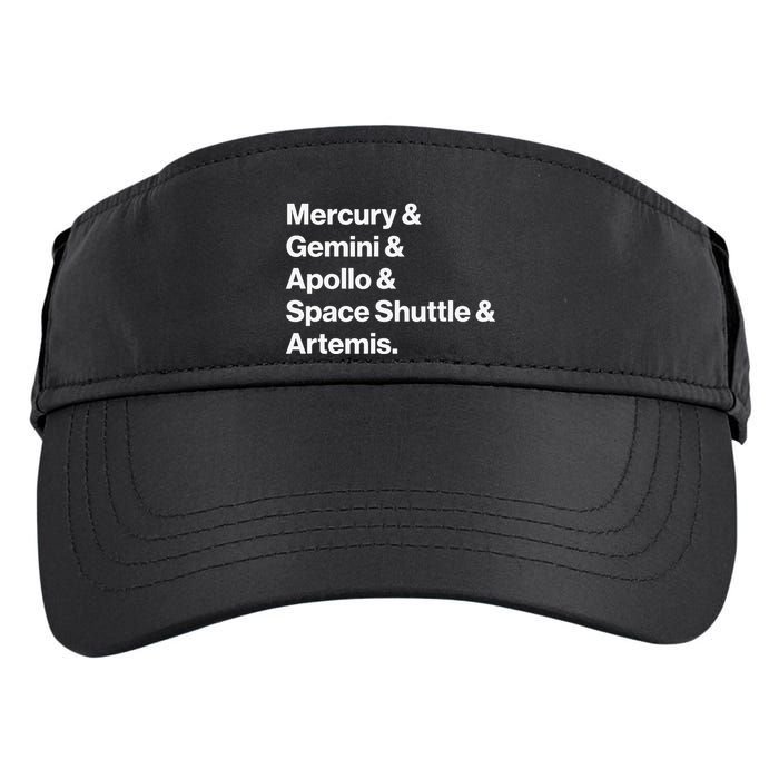 NASA Space Programs Mercury Gemini Apollo Shuttle Artemis Adult Drive Performance Visor