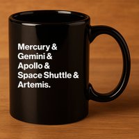 NASA Space Programs Mercury Gemini Apollo Shuttle Artemis 11oz C Handle Ceramic Mug
