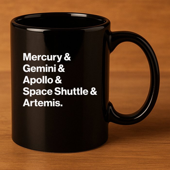 NASA Space Programs Mercury Gemini Apollo Shuttle Artemis 11oz C Handle Ceramic Mug