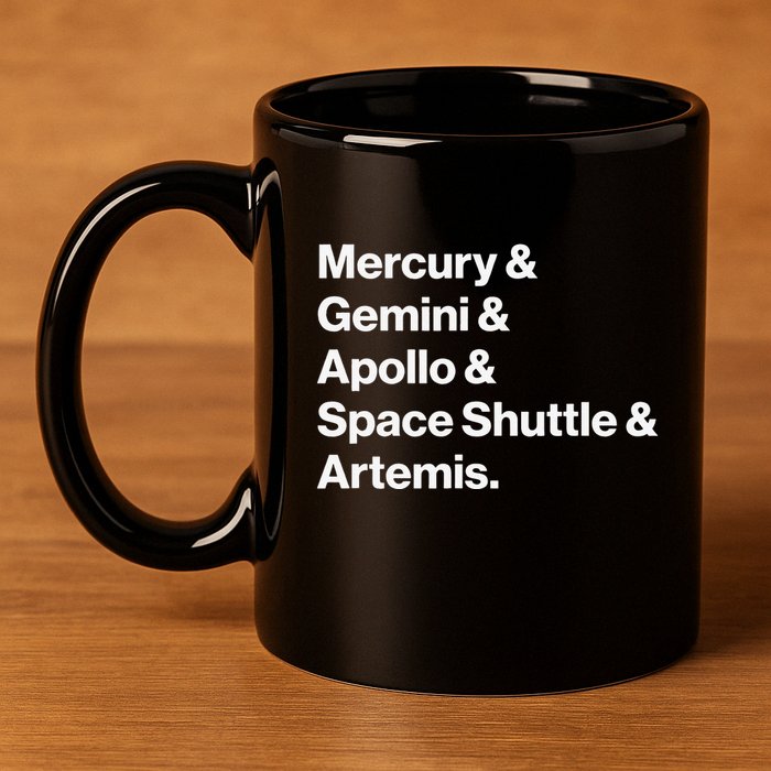 NASA Space Programs Mercury Gemini Apollo Shuttle Artemis 11oz C Handle Ceramic Mug