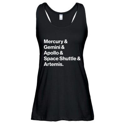 NASA Space Programs Mercury Gemini Apollo Shuttle Artemis Ladies Essential Flowy Tank