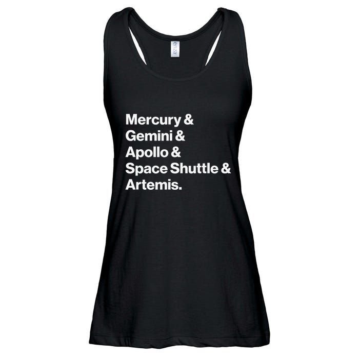 NASA Space Programs Mercury Gemini Apollo Shuttle Artemis Ladies Essential Flowy Tank