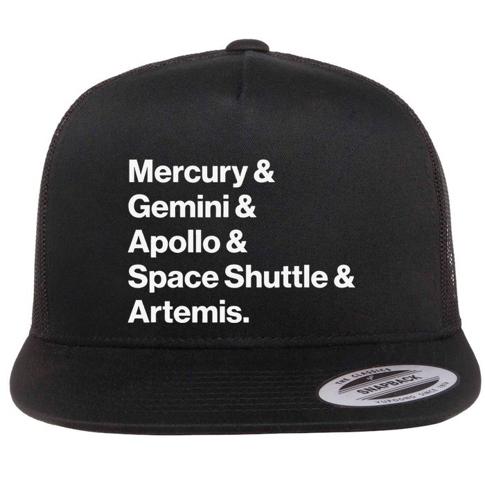 NASA Space Programs Mercury Gemini Apollo Shuttle Artemis Flatbill Hat