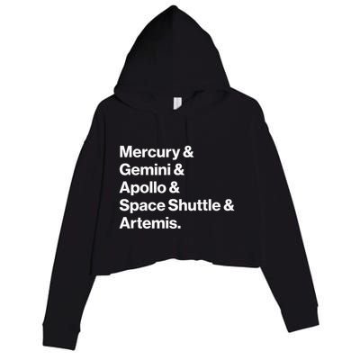 NASA Space Programs Mercury Gemini Apollo Shuttle Artemis Crop Fleece Hoodie