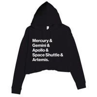 NASA Space Programs Mercury Gemini Apollo Shuttle Artemis Crop Fleece Hoodie