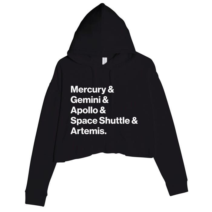 NASA Space Programs Mercury Gemini Apollo Shuttle Artemis Crop Fleece Hoodie