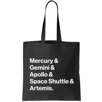 NASA Space Programs Mercury Gemini Apollo Shuttle Artemis Bag