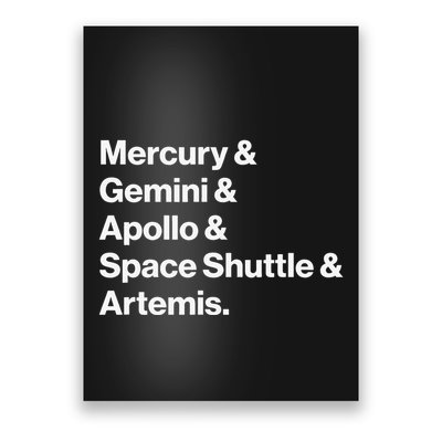 NASA Space Programs Mercury Gemini Apollo Shuttle Artemis Poster