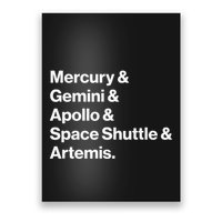 NASA Space Programs Mercury Gemini Apollo Shuttle Artemis Poster