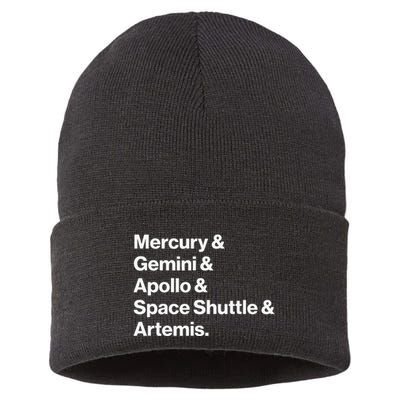 NASA Space Programs Mercury Gemini Apollo Shuttle Artemis Sustainable Knit Beanie