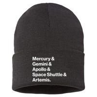 NASA Space Programs Mercury Gemini Apollo Shuttle Artemis Sustainable Knit Beanie