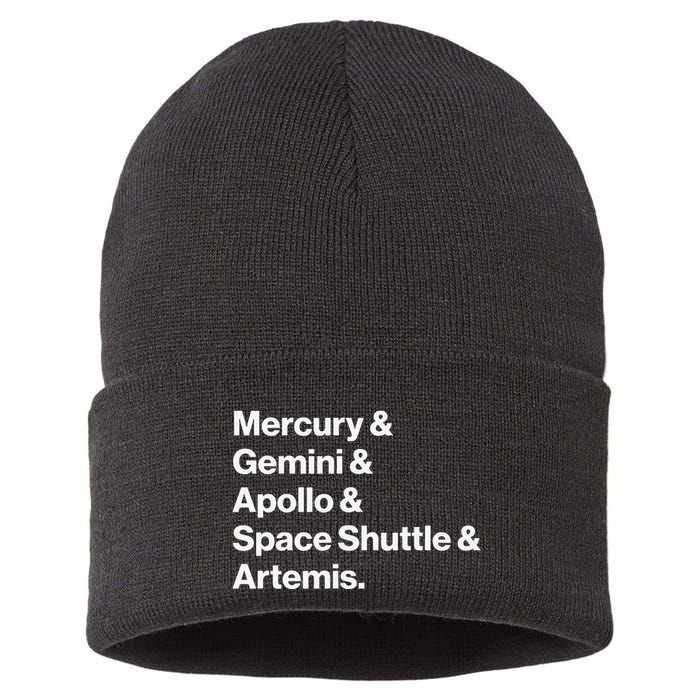 NASA Space Programs Mercury Gemini Apollo Shuttle Artemis Sustainable Knit Beanie