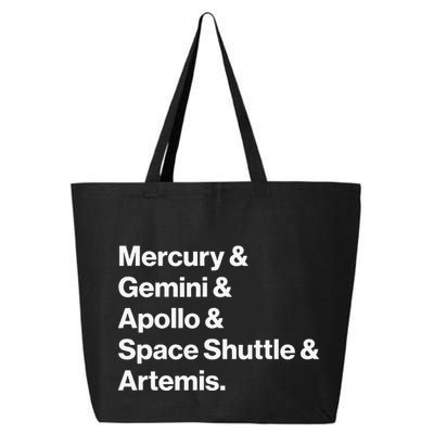 NASA Space Programs Mercury Gemini Apollo Shuttle Artemis 25L Jumbo Tote