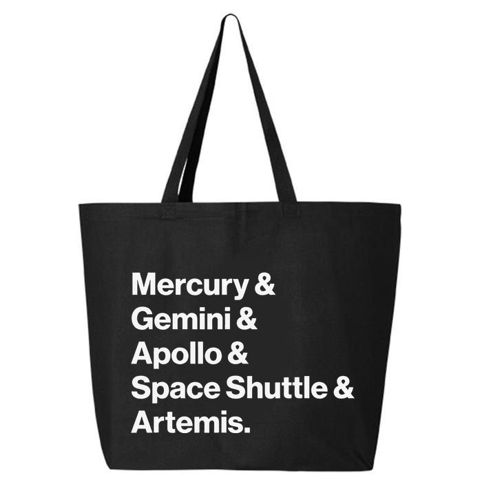 NASA Space Programs Mercury Gemini Apollo Shuttle Artemis 25L Jumbo Tote