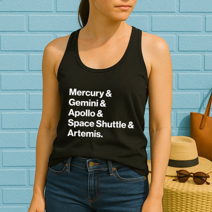 NASA Space Programs Mercury Gemini Apollo Shuttle Artemis Womens Tank Top