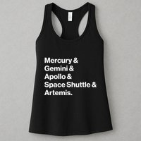 NASA Space Programs Mercury Gemini Apollo Shuttle Artemis Womens Tank Top