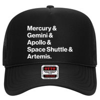 NASA Space Programs Mercury Gemini Apollo Shuttle Artemis Trucker Hat