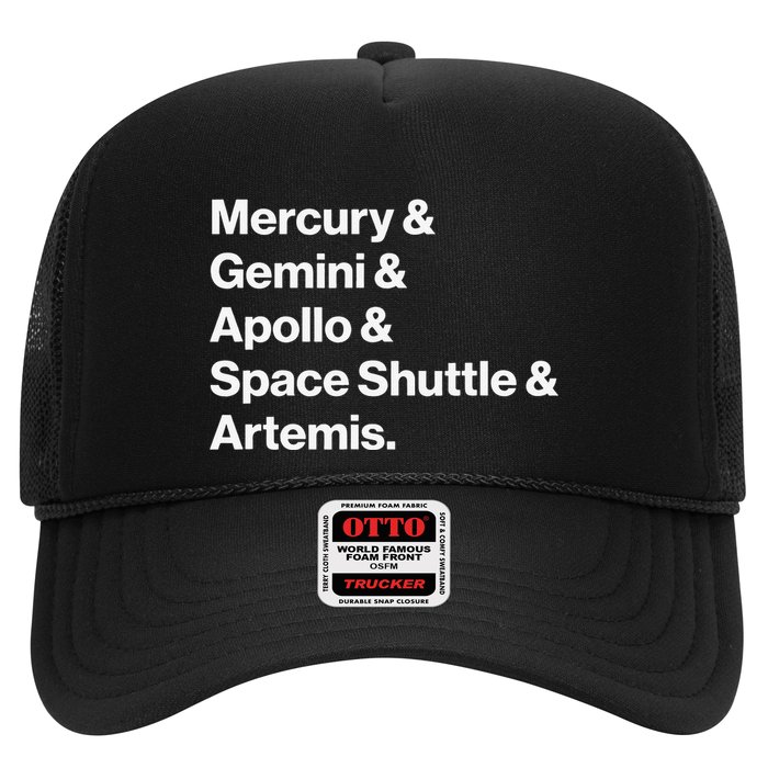 NASA Space Programs Mercury Gemini Apollo Shuttle Artemis Trucker Hat
