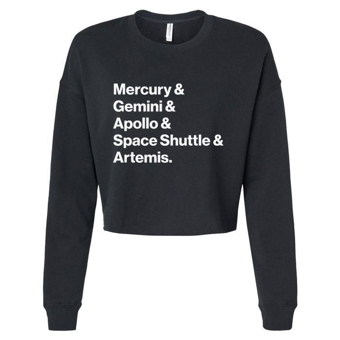 NASA Space Programs Mercury Gemini Apollo Shuttle Artemis Cropped Pullover Crew