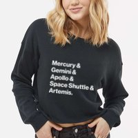 NASA Space Programs Mercury Gemini Apollo Shuttle Artemis Cropped Pullover Crew