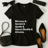 NASA Space Programs Mercury Gemini Apollo Shuttle Artemis Women's V-Neck T-Shirt