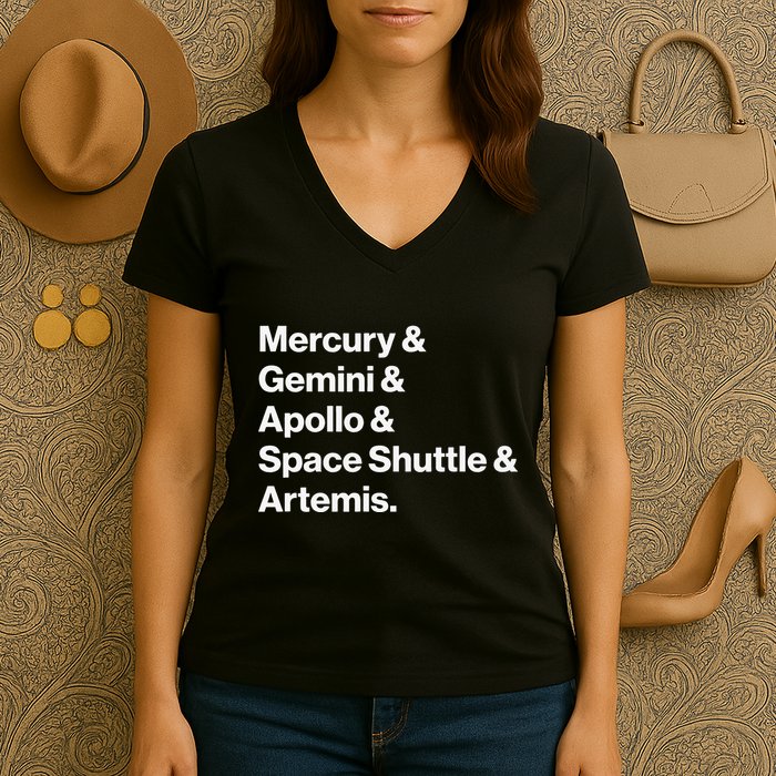 NASA Space Programs Mercury Gemini Apollo Shuttle Artemis Women's V-Neck T-Shirt