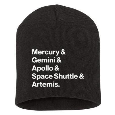 NASA Space Programs Mercury Gemini Apollo Shuttle Artemis Short Acrylic Beanie