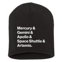 NASA Space Programs Mercury Gemini Apollo Shuttle Artemis Short Acrylic Beanie
