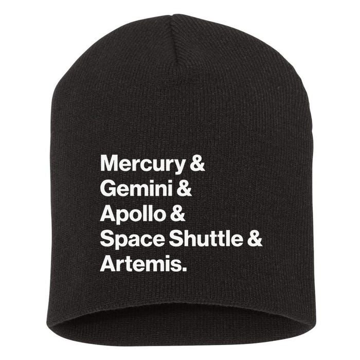 NASA Space Programs Mercury Gemini Apollo Shuttle Artemis Short Acrylic Beanie