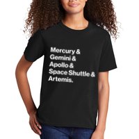 NASA Space Programs Mercury Gemini Apollo Shuttle Artemis Kids T-Shirt