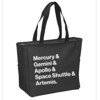 NASA Space Programs Mercury Gemini Apollo Shuttle Artemis Zip Tote Bag