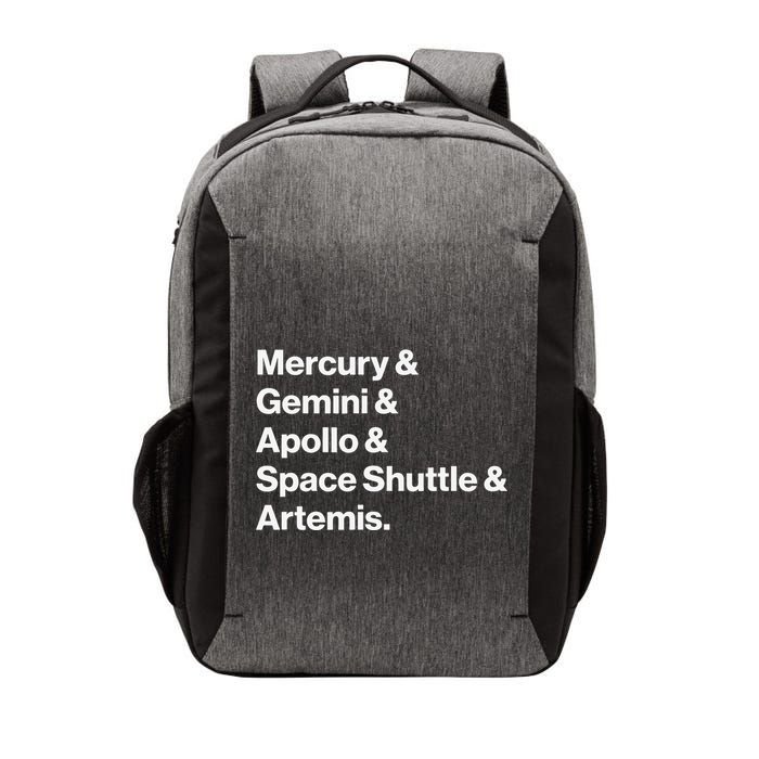 NASA Space Programs Mercury Gemini Apollo Shuttle Artemis Vector Backpack