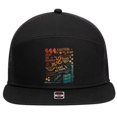 Numerology Spiritual Protection Aesthetic Angel Number 444 7 Panel Mesh Trucker Snapback Hat