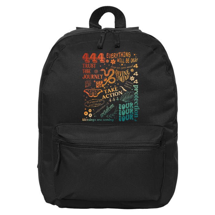 Numerology Spiritual Protection Aesthetic Angel Number 444 16 in Basic Backpack