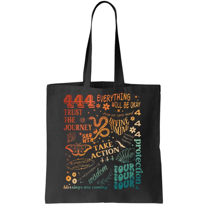 Numerology Spiritual Protection Aesthetic Angel Number 444 Tote Bag