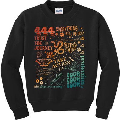 Numerology Spiritual Protection Aesthetic Angel Number 444 Kids Sweatshirt