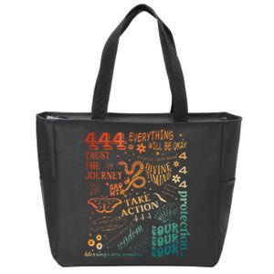 Numerology Spiritual Protection Aesthetic Angel Number 444 Zip Tote Bag