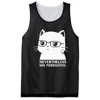 Nevertheless She Persisted Cat Nerd Funny Kitten Pet Owner Mesh Reversible Basketball Jersey Tank