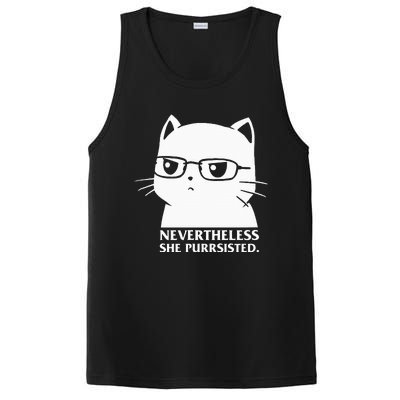 Nevertheless She Persisted Cat Nerd Funny Kitten Pet Owner PosiCharge Competitor Tank