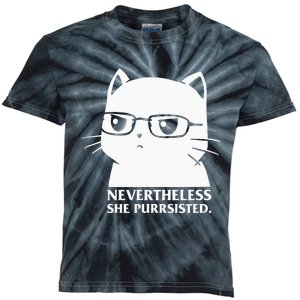 Nevertheless She Persisted Cat Nerd Funny Kitten Pet Owner Kids Tie-Dye T-Shirt