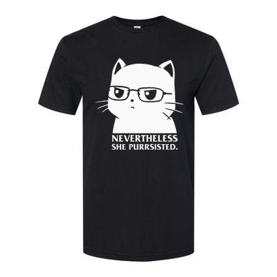 Nevertheless She Persisted Cat Nerd Funny Kitten Pet Owner Softstyle® CVC T-Shirt