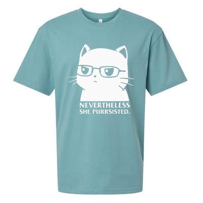 Nevertheless She Persisted Cat Nerd Funny Kitten Pet Owner Sueded Cloud Jersey T-Shirt